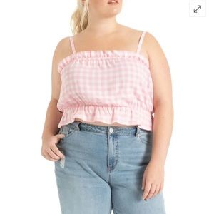Eloquii Pink Gingham Crop Top size 16